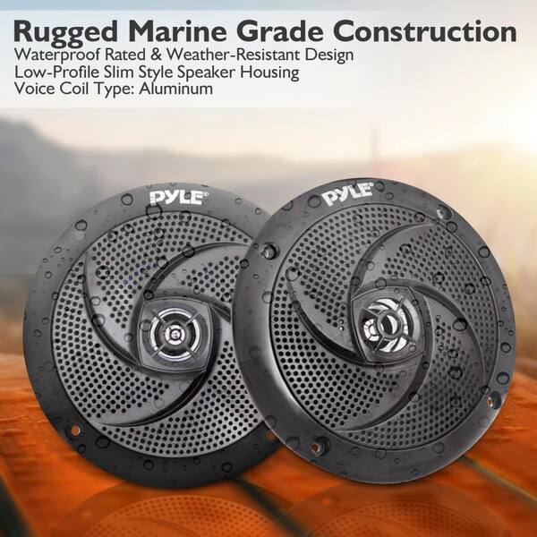 PYLE Waterproof Rated Marine Speakers, Low-Profile Slim Style