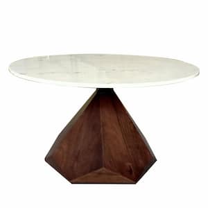 Julia 32 in. L Brown 18 in. H Round Marble Coffee Table