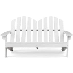 White Solid Wood Kid Adirondack Chair Loveseat Backrest Arm Rest for 2 Person Patio