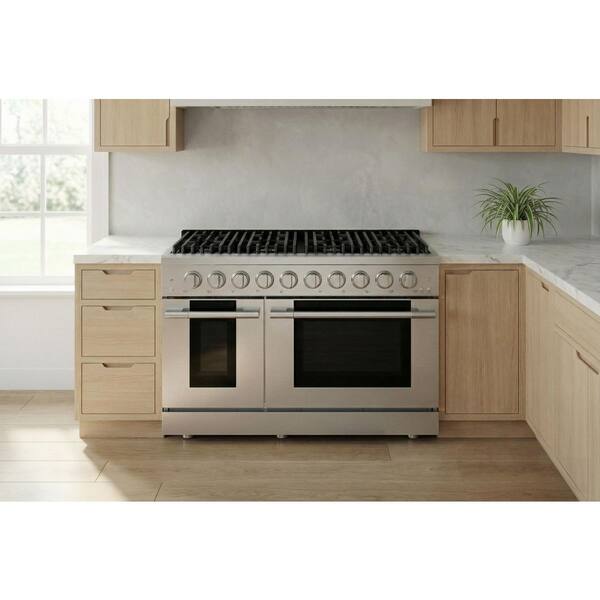HAUSLANE HausPro 48 in. 8 Burners Gas Range in Stainless Steel