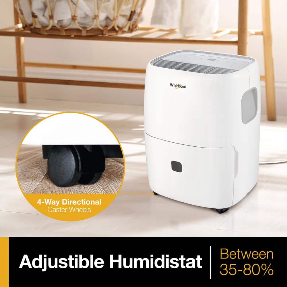 Whirlpool White 30-Pint Portable Energy Star Dehumidifier