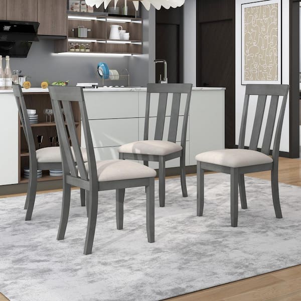 GOJANE Espresso Soft Fabric Dining Chairs with Seat Cushions and Curved  Back (Set of 4) WF291209LWYAAP - The Home Depot