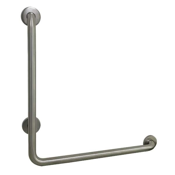 Kingston Brass L-Shaped 24 in. x 1-1/4 in. Grab Bar in Brushed Nickel  HGBL1424CSR8 - The Home Depot