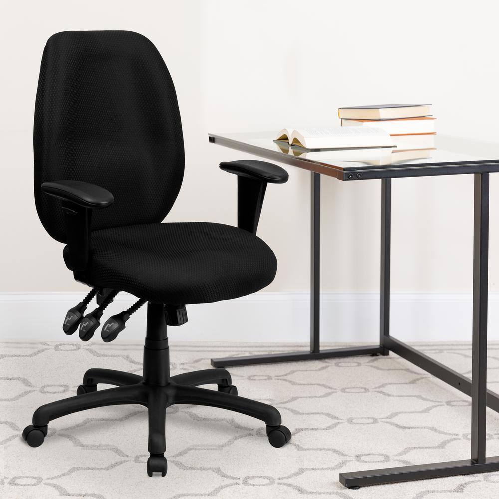 ErgoFlex High Back Executive Swivel Chair with Lumbar Support, Black Nylon