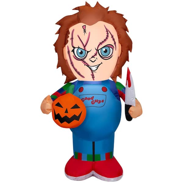 3.5 ft Airblown-Stylized Chucky Holding Pumpkin Halloween Inflatable