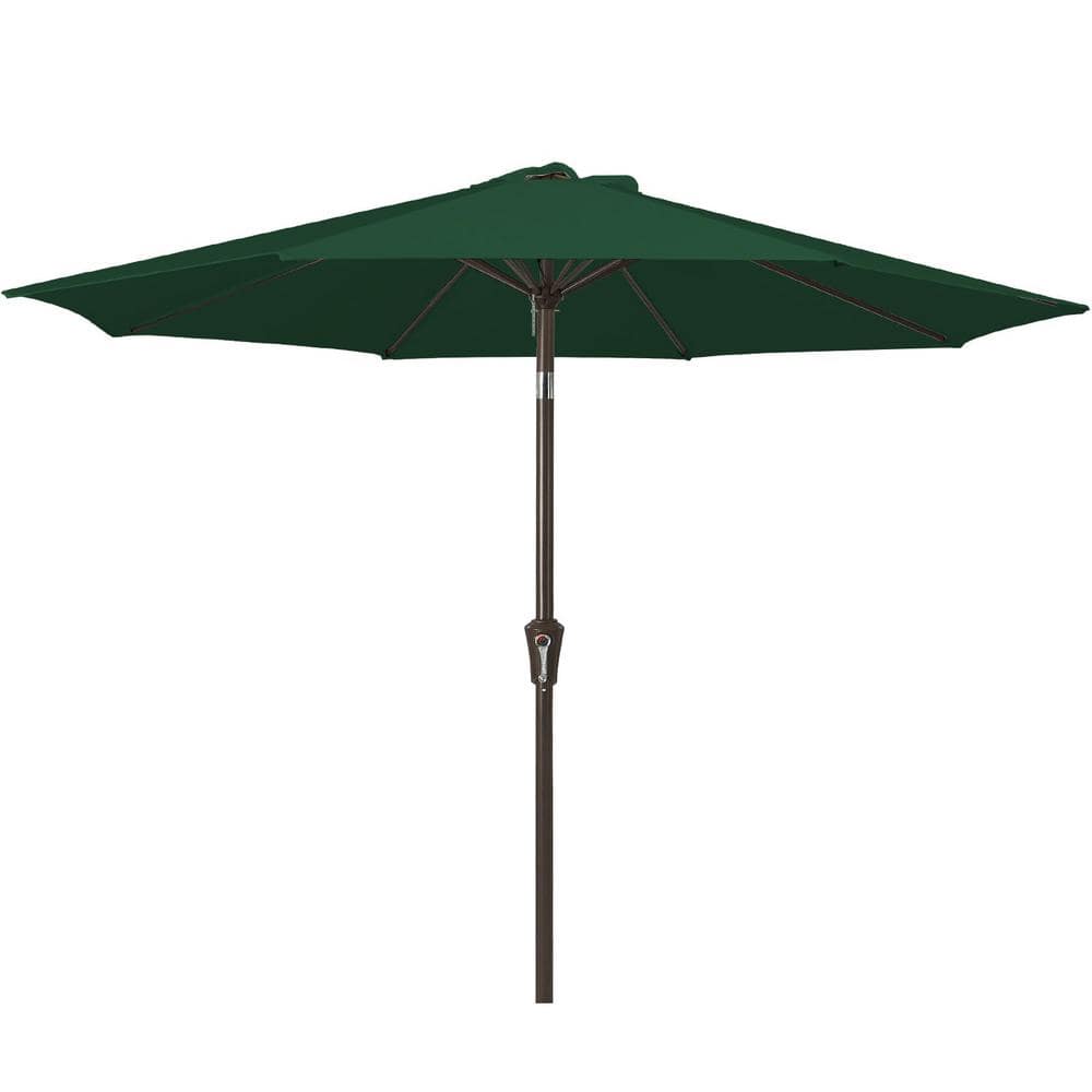 Air Vented 9 ft. Alloy Steel Market Solar Tilt Half Patio Umbrella in Dark 