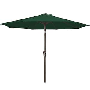 Air Vented 9 ft. Alloy Steel Market Solar Tilt Half Patio Umbrella in Dark Green