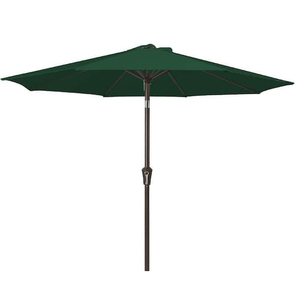 Unbranded Air Vented 9 ft. Alloy Steel Market Solar Tilt Half Patio Umbrella in Dark Green