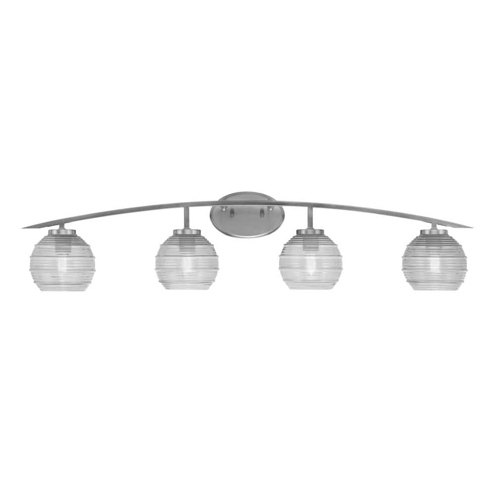 Siena 40 in. 4-Light Graphite Vanity-Light Graphite with 6 in. Clear Ribbed