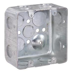 4 in. W x 2-1/8 in. D Steel Metallic 2-Gang Square Switch Box, Six 1/2 in. KO's, Two 3/4 KO's and Four CKO's