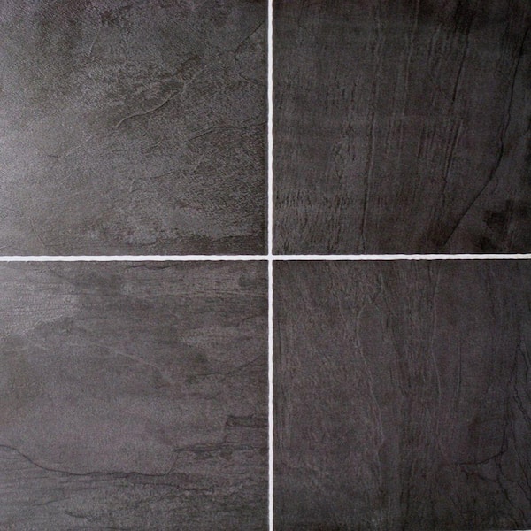 Hampton Bay Black Slate 10 mm Thick x 11-3/10 in. Wide x 46-3/10 in. Length Click Lock Laminate Flooring