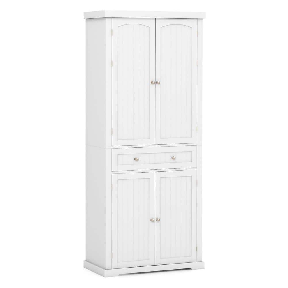Costway White 72 in. H Storage Cabinet with Adjustable Shelves ...