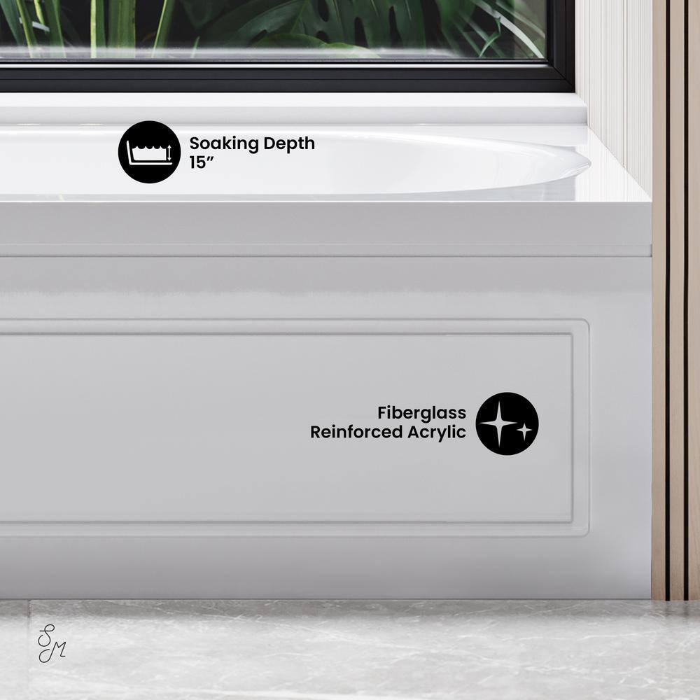 Concorde 60" White Acrylic Alcove Apron Bathtub