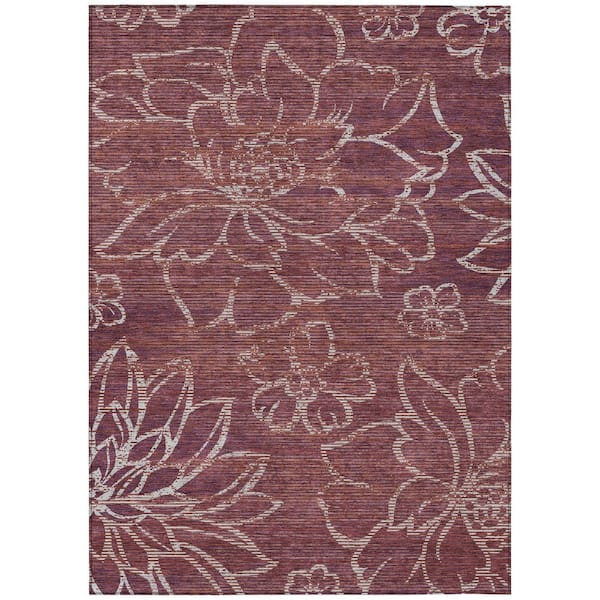 Chantille Machine Washable Indoor/Outdoor Abstract ACN2789 Eggplant 5 ft. x 7 ft. 6 in. Area Rug