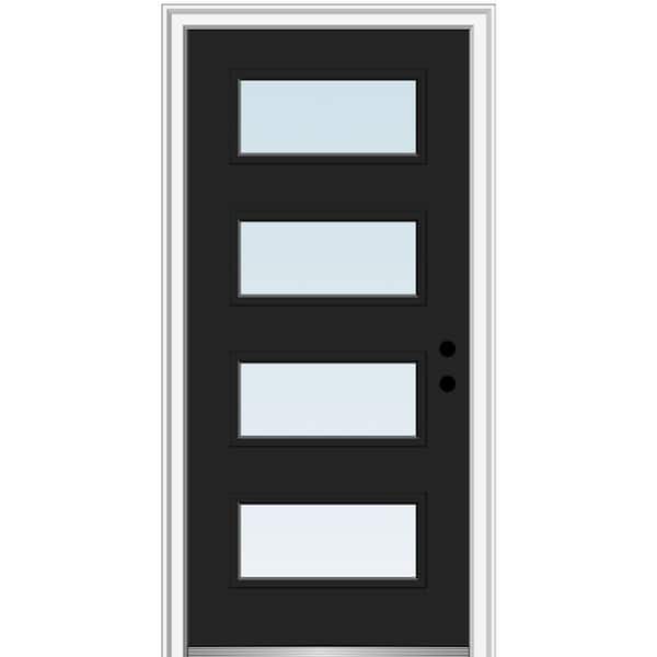MMI Door 32 in. x 80 in. Celeste Left-Hand Inswing 4-Lite Clear Low-E Glass Painted Steel Prehung Front Door on 4-9/16 in. Frame