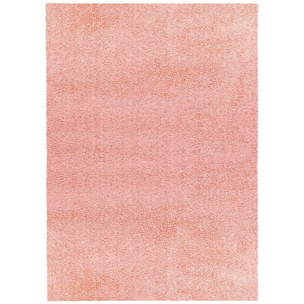 Pink Polyester 5 ft. x 7 ft. Solid Indoor/Outdoor Area Rug