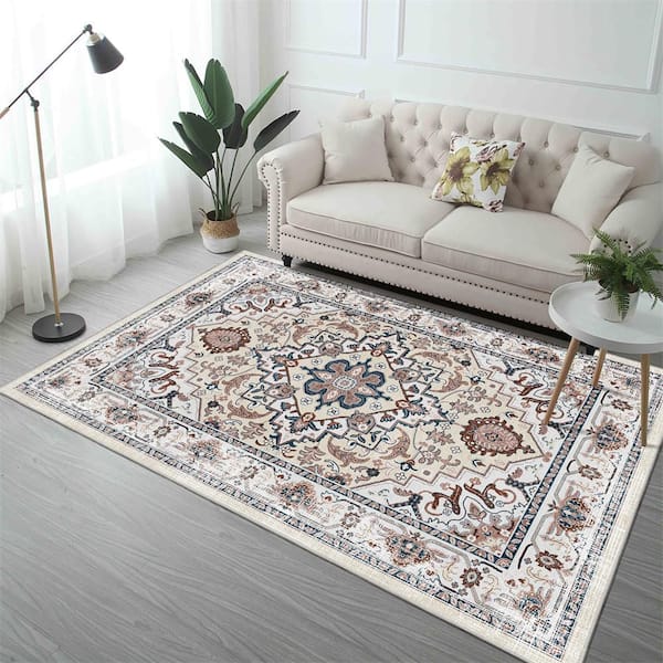 Area Rug 5x7 Vintage Bohemian Persian Non-slip Washable Rug