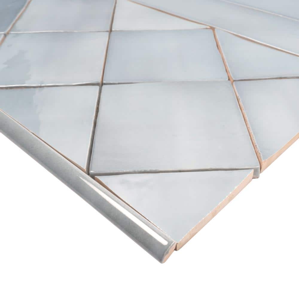 Silken 3.94" Gray Glossy Ceramic Square Wall and Floor Tile