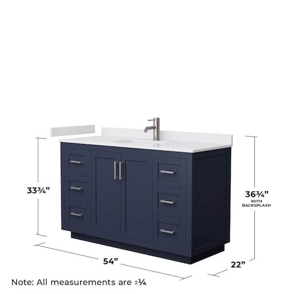 Miranda 54 in. W x 22 in. D x 33.75 in. H Single Bath Vanity in Dark Blue with White Cultured Marble Top