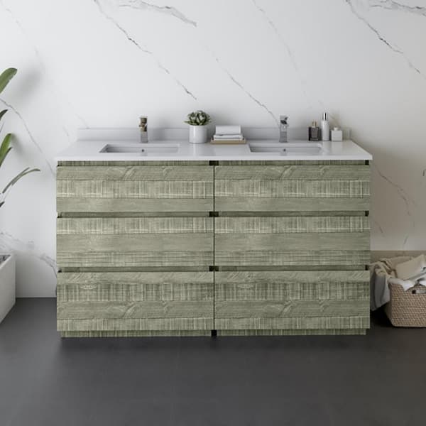 Formosa 58 in. Freestanding Double Bath Vanity Cabinet without Top in Sage Gray