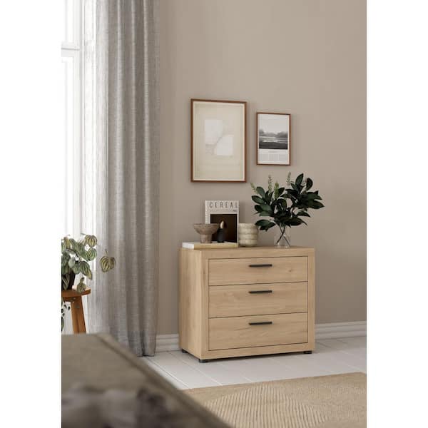 Mira Jackson Hickory 3 Drawer 30.16 in. W Chest of Drawers