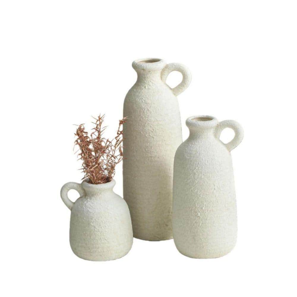 10.43 in. Neutral Rustic Handle Series 6 8 10 in White Ceramic