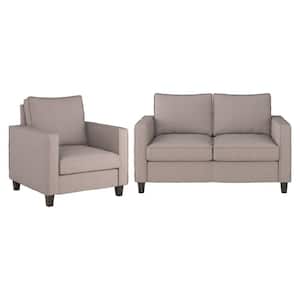 Georgia 51 in. Taupe Polyester 3-Seats Loveseats Sofa and Accent Chair