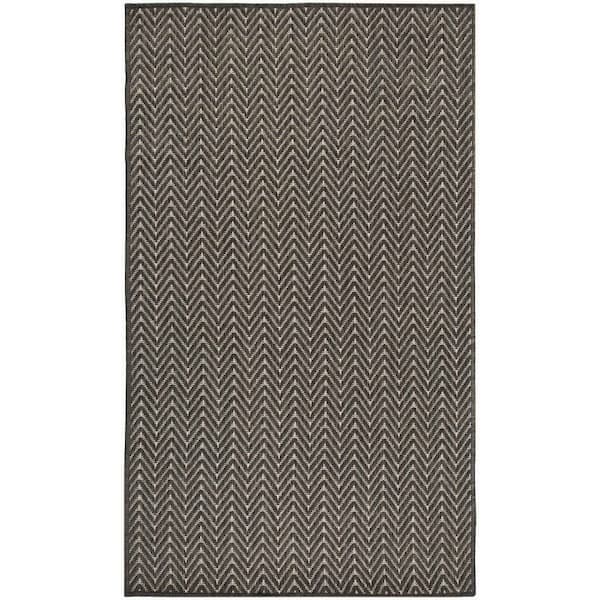 Nourison Horizon Indoor/Outdoor Charcoal 3 ft. x 5 ft. Geometric Contemporary Area Rug