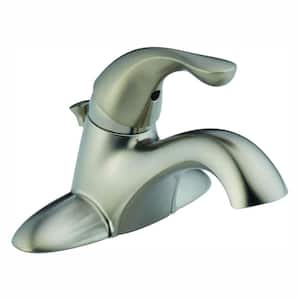 Classic 4 in. Centerset Single-Handle Bathroom Faucet with Metal Drain Assembly in Stainless Steel