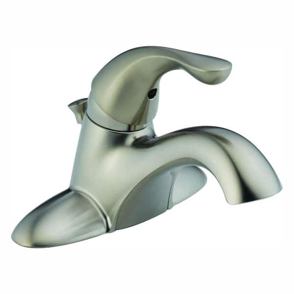 Delta Classic 4 in. Centerset Single-Handle Bathroom Faucet with Metal Drain Assembly in Stainless Steel