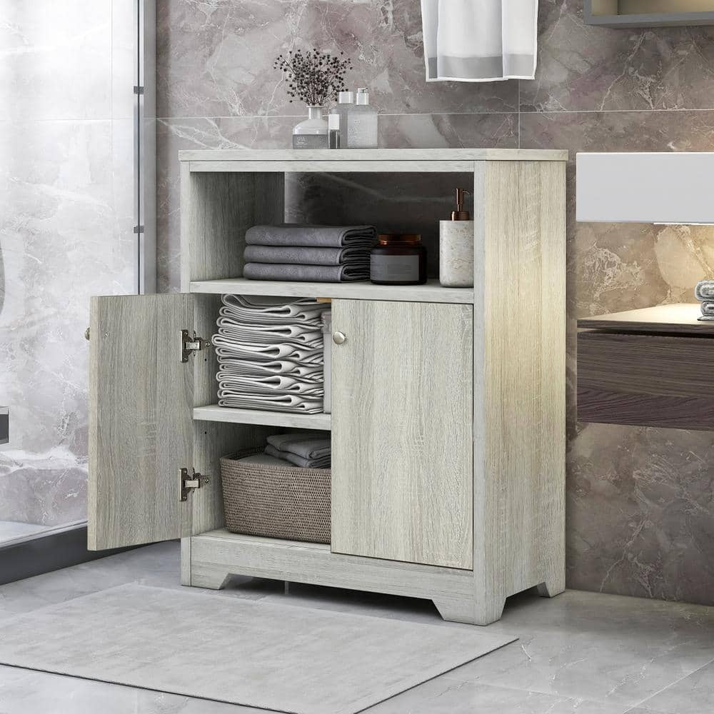 Grey Bathroom Storage Cabinet with Adjustable Shelves, Freestanding Floor  Cabinet for Home Kitchen, Easy to Assemble WS-WF283639AAE - The Home Depot