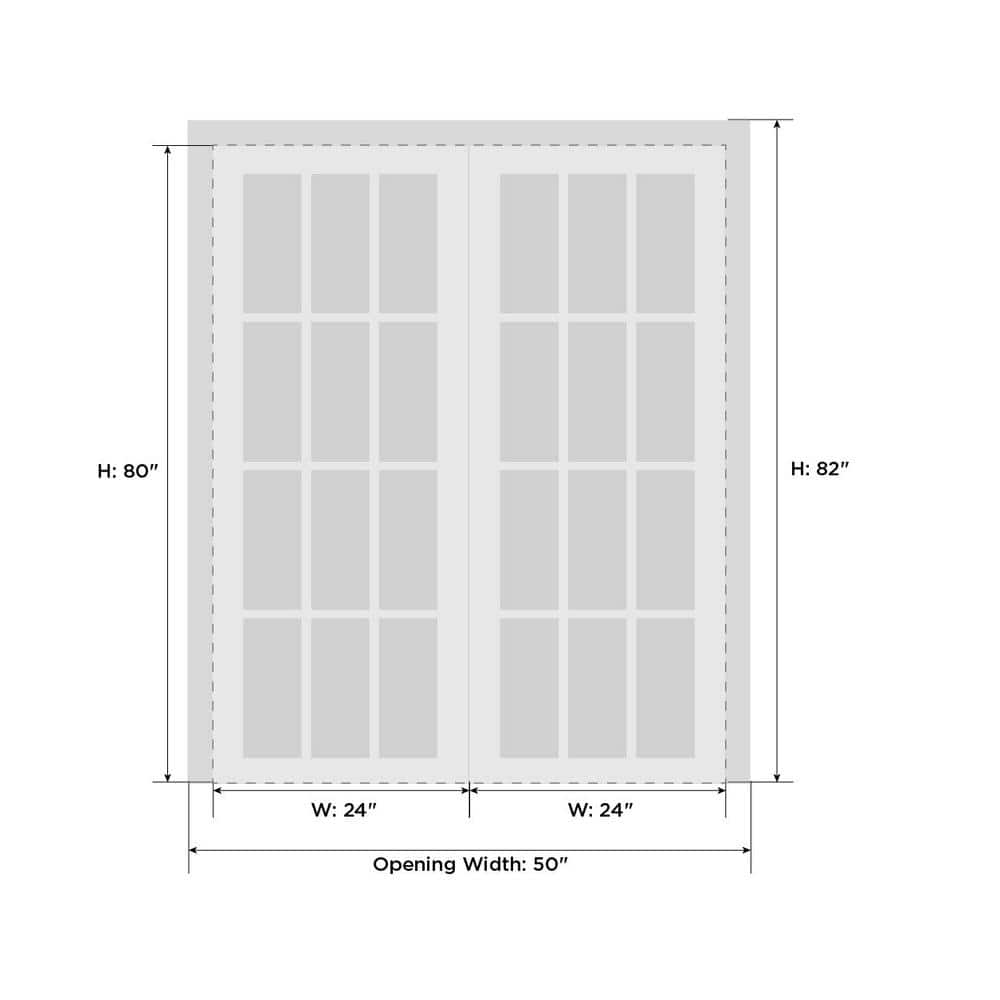 Modern Oak French Double Doors with Frosted Glass Panels, 48 x 80 inches