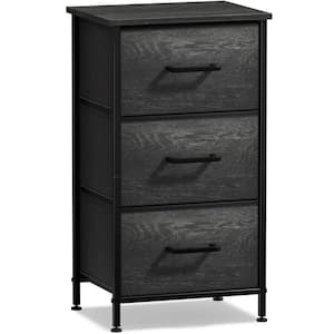 3 Drawers Black Nightstand 28.75 in. H x 17.75 in. W x 11.87 in. D