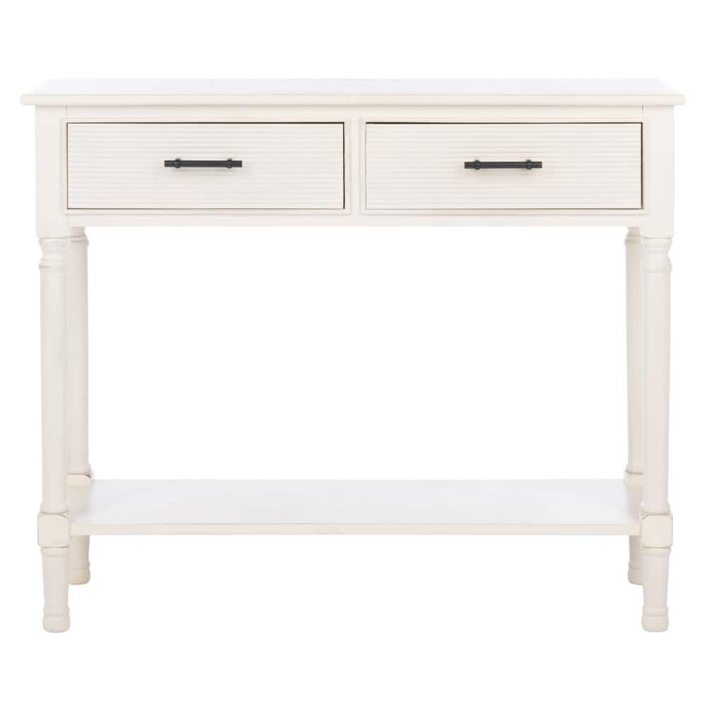 Ryder Distressed White 2-Drawer Console Table with Shelf