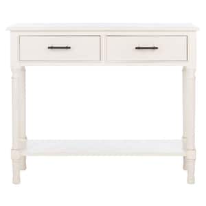 Ryder 13 in. Distressed White Rectangle Wood Console Table with Drawer