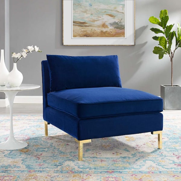 Ardent Performance Navy Velvet Armless Chair
