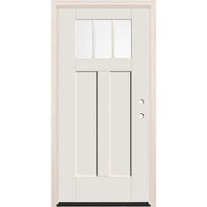36 in. x 80 in. Left-Hand Clear Glass Unfinished Fiberglass Prehung Front Door with 4-9/16 in. Frame and Bronze Hinges