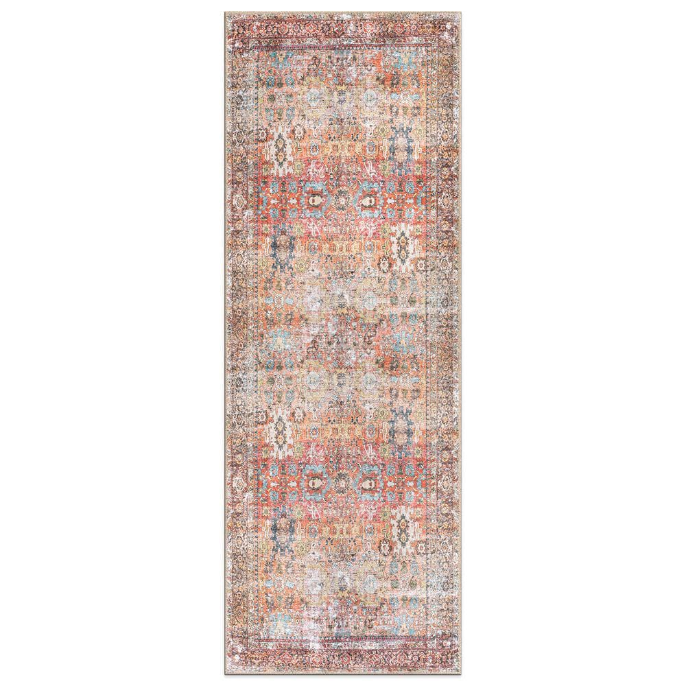 Amber Multi 2 ft. 6 in. x 7 ft. Transitional Distressed Machine Washable Non Slip Runner Rug price history on PriceWatchPro