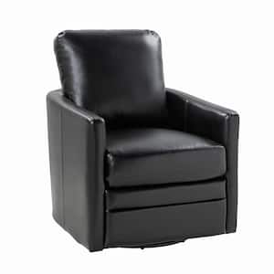 Denver Mid-Century Modern Black LuxeComfort Upholstered Swivel Curved Barrel Chair with a Metal Base