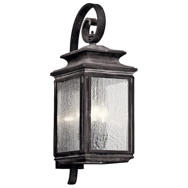 Wiscombe Park 4-Light Weathered Zinc Outdoor Hardwired Wall Lantern Sconce with No Bulbs Included (1-Pack)