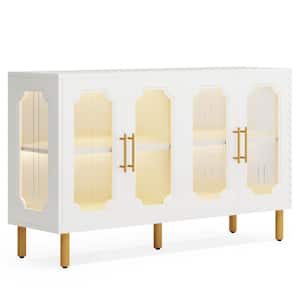 Alan White Wood 55 in. Buffet with Acrylic Glass Doors and Adjustable Shelves