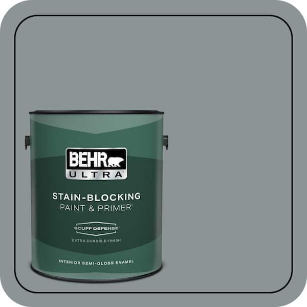 BEHR ULTRA 1 gal. Home Decorators Collection #HDC-NT-27 Millennium Silver Extra Durable Semi-Gloss Enamel Interior Paint & Primer