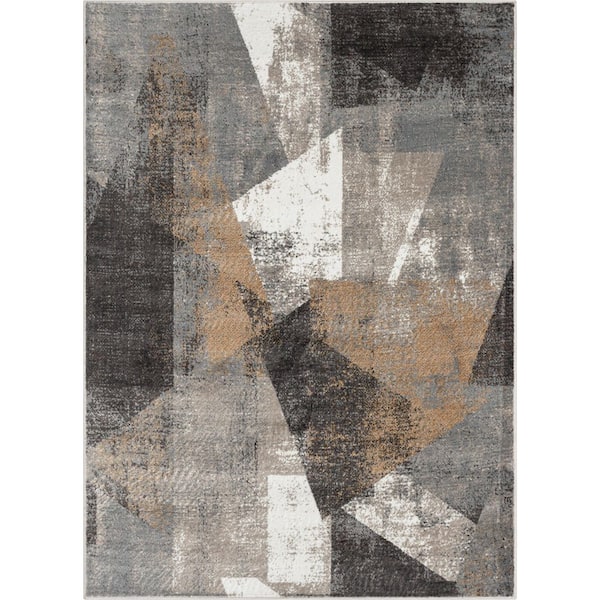 Well Woven Verity Kye Grey Rust 9 ft. 3 in. x 12 ft. 6 in. Modern Abstract Geometric Area Rug
