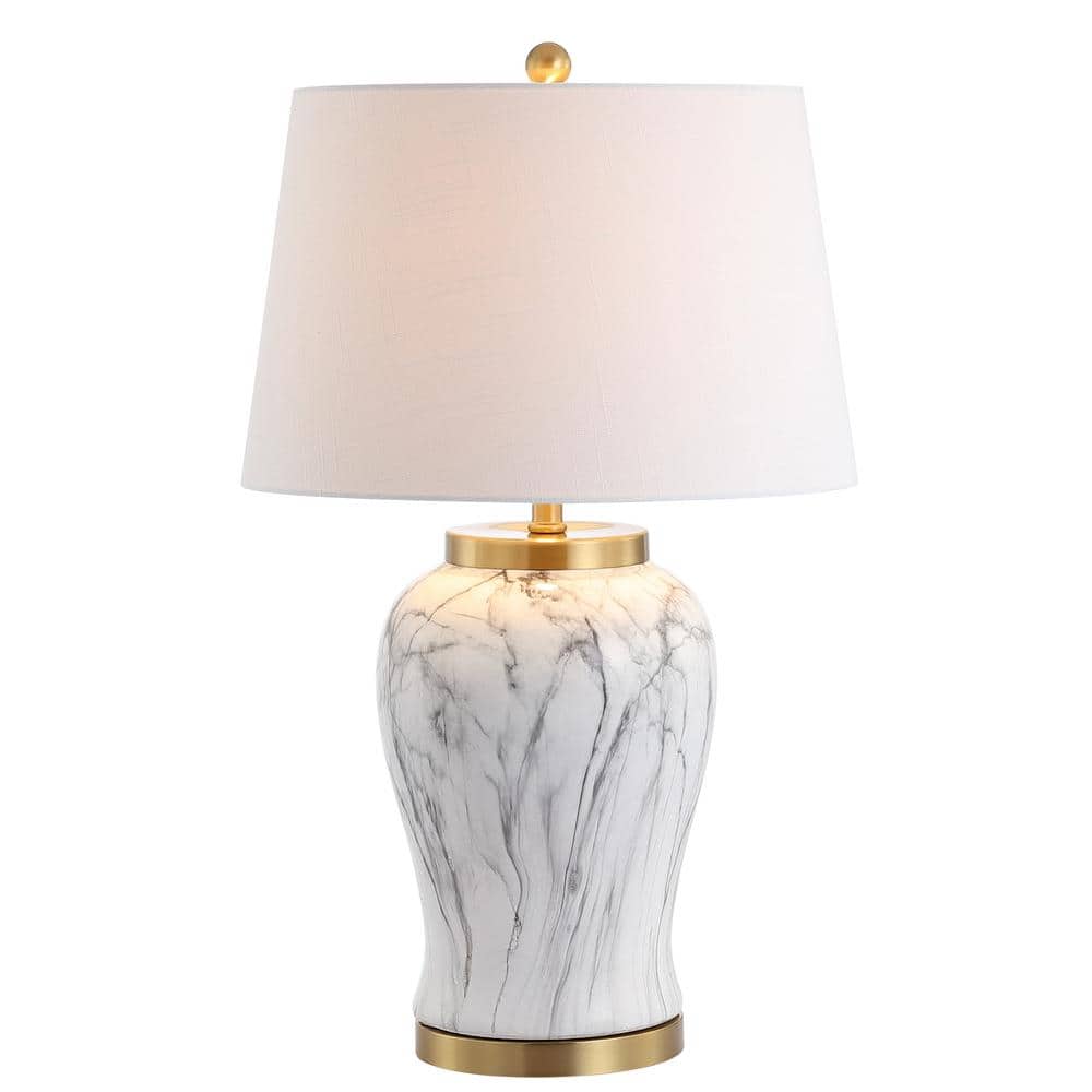 Jonathan Y Prague 28 In Ceramic Marble, Marble Gold Table Lamp
