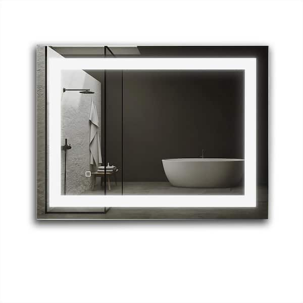 Kinwell 28 In W X 36 In H Frameless Rectangular Led Light Bathroom Vanity Mirror Mcg0506 The