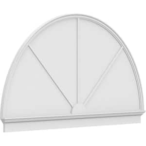 86-in. W x 49-3/4-in. H x 2-3/4-in. P Half Round 3 Spoke Signature Urethane Combination Pediment, Primed Tan