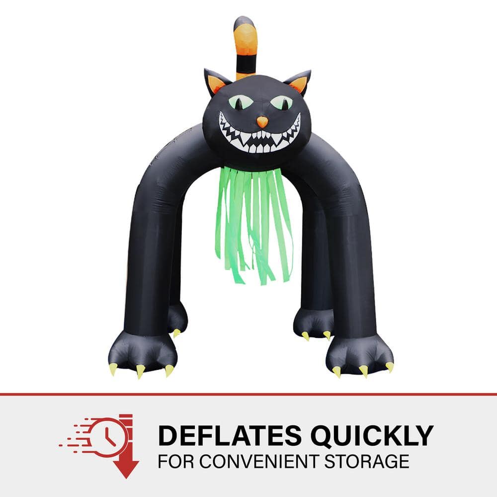 10-Foot Tall Black Cat Arch Inflatable with LED Lights
