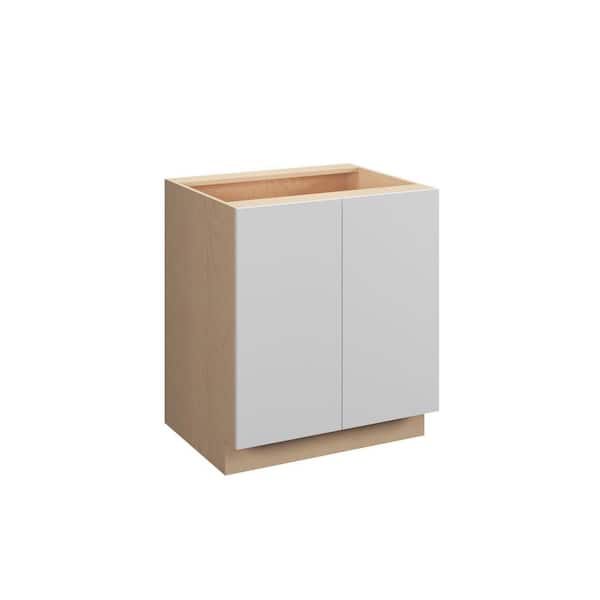 Ithaca Slab 30 in. W x 34.5 in. H x 24 in. D in Super White Plywood Assembled Full Height Door Base Cabinet