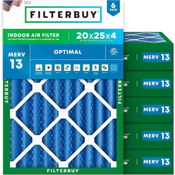 20 in. x 25 in. x 4 in. MERV 13 (FPR 10) Health Defense Pleated HVAC AC Furnace Air Filters Replacement (6-Pack)