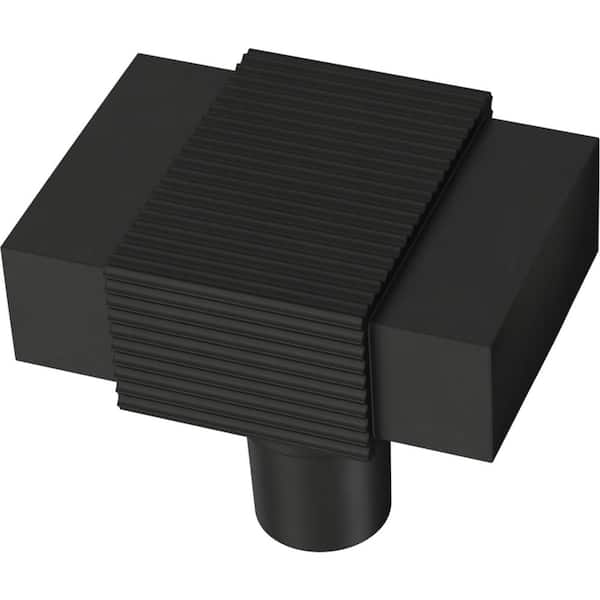 Liberty Fluted Square 1-19/32 in. (41 mm) Matte Black Cabinet Knob